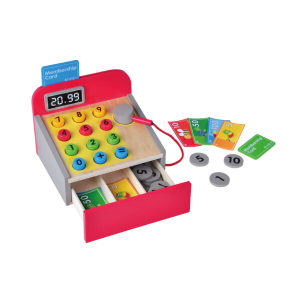 Top Selling Kids Wooden Pretend Play Set Educational Cash Register Wooden Toy - Image 2