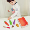 High quality educational wooden vegetables fruit cutting toy wood pretend play kitchen set toy for kids