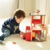 Best Selling Children Wooden Fire Station Building Toy City Fire Man Pretending Toy