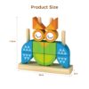Wooden geometric stacking blocks, owl Block puzzle, educational toddler stacking toy set with multiple shapes