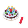 Children pretend play simulation colorful kitchen toy cut wooden cake cutting toy with candles