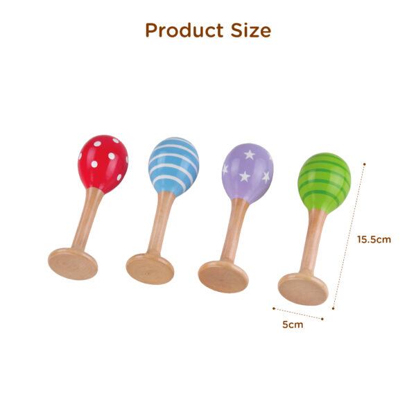 Children colorful musical instruments mini music maraca toy wooden maracas for kids - Image 3