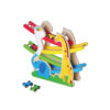 Montessori cartoon wooden race track racer games toy wooden car ramp for toddler toy with 4 Mini Car