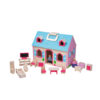 High Quality Portable Take Along Mini Folded Wooden House Toy With Furniture