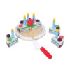 Children pretend play simulation colorful kitchen toy cut wooden cake cutting toy with candles