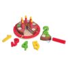 Wholesale Kitchen Role Play Colorful Wooden CutToy Birthday Cake Set Toy For Kids