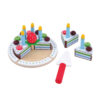 Children pretend play simulation colorful kitchen toy cut wooden cake cutting toy with candles