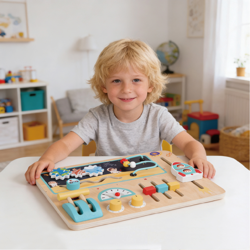 New Preschool Wooden Space Busy Board Toy Educational Toy Set