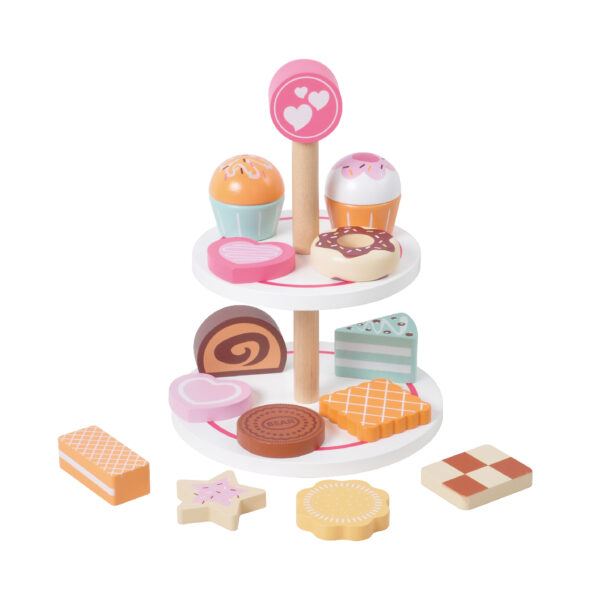 Wooden Play Cake with Cake stand for Birthday