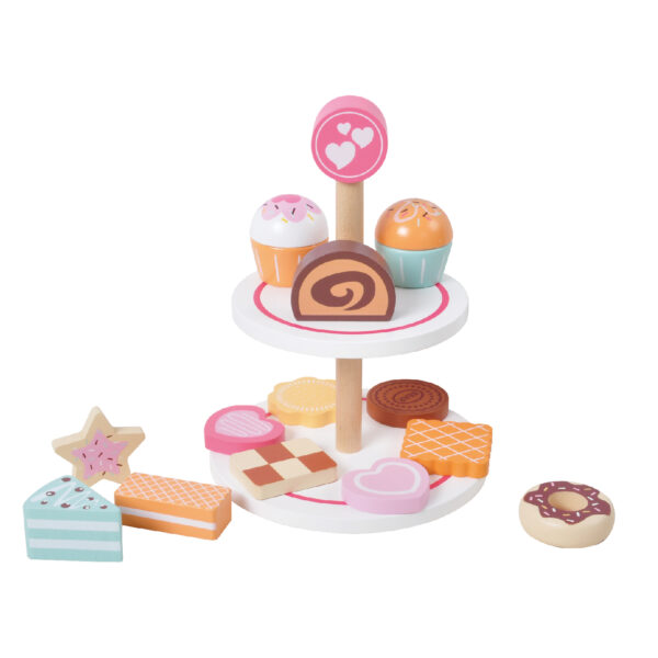 Wooden Play Cake with Cake stand for Birthday - Image 2