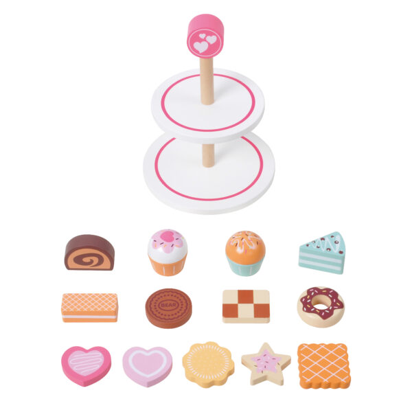 Wooden Play Cake with Cake stand for Birthday - Image 3