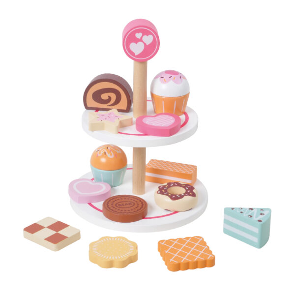 Wooden Play Cake with Cake stand for Birthday - Image 4