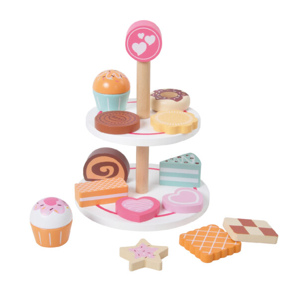 Wooden Play Cake with Cake stand for Birthday - Image 5