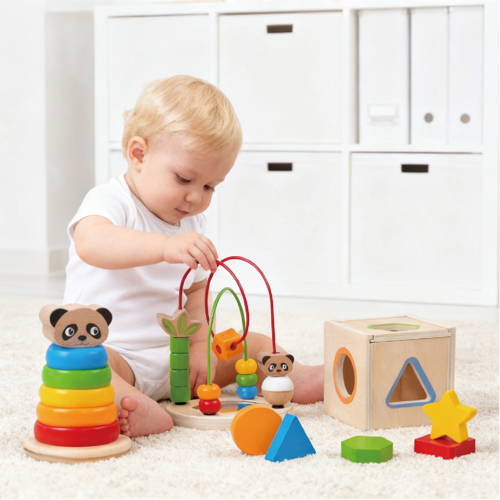Wooden Toys Shape Cubes - Activity Stacking Toys - Animal Wire Labyrinth Educational Toys Set 3 in 1