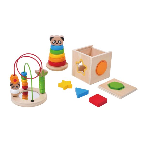 Wooden Toys Shape Cubes - Activity Stacking Toys - Animal Wire Labyrinth Educational Toys Set 3 in 1