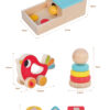 4 in 1 Wooden Toys for Baby Boy Girl, Color&Shape Sorting Learning Matching Game