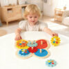 Educational shape learning butterfly shape with gear wooden gear toy