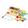 Montessori Wooden Boxed Building Blocks Set Shape Stacking Matching Educational Toys for Kids Boys Girls