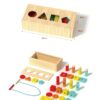 Montessori Wooden Boxed Building Blocks Set Shape Stacking Matching Educational Toys for Kids Boys Girls