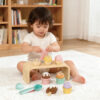 Wooden Ice Cream Set (with Wooden Stand), Cones and Popsicles Kids Educational Role Play Toy, Kids Gift