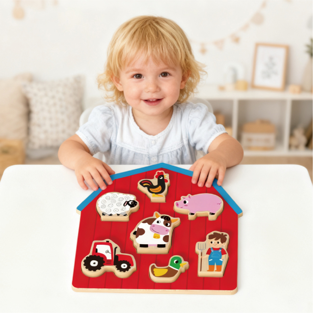 Wooden Farm Puzzle, 3D Farm Animal Cognition for Kids, Suitable for Preschoolers