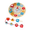 Wooden Clock Educational Toy With String