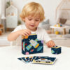 Wooden puzzle stacking blocks 9 pieces space wooden cube educational puzzle