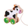 Wooden stretch animal push and pull toys Cow pull toys Educational baby walker