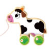 Wooden stretch animal push and pull toys Cow pull toys Educational baby walker