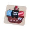 Montessori Wooden Children's Toy 3D Jigsaw Pirate Ship Shape Cartoon Jigsaw