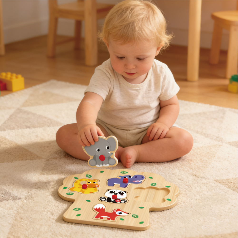 Children's Multi-Shape Animal Wooden 3D Puzzle, Montessori Animal Matching Game Toys