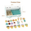 Wooden spoon and mini wooden ice cream cart toy role play game