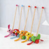 Wooden duck push rod toys children's educational push and pull walking toys develop motor skills
