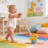 Wooden duck push rod toys children's educational push and pull walking toys develop motor skills