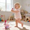Wooden rabbit push rod toys, children's educational push and pull walking toys, develop motor skills