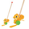 Wooden squirrel push rod toys, children's educational push and pull walking toys, develop motor skills