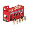 Wooden double-decker sightseeing bus toy children's early education educational red classic double-decker bus toy