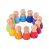 Wooden Rainbow Building Block Set Educational Peg Doll Toy with Color Sorting Game
