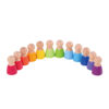 Wooden Rainbow Building Block Set Educational Peg Doll Toy with Color Sorting Game