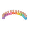 Wooden Rainbow Building Block Set Educational Peg Doll Toy with Color Sorting Game