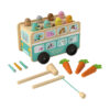Children's wooden multi-function farm bus Montessori toys whack-a-mole pull carrots, catch bugs, children's educational toys