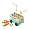 Children's wooden multi-function farm bus Montessori toys whack-a-mole pull carrots, catch bugs, children's educational toys