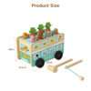 Children's wooden multi-function farm bus Montessori toys whack-a-mole pull carrots, catch bugs, children's educational toys