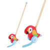 Wooden parrot push rod toys, children's educational push and pull walking toys, develop motor skills