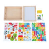 Wooden toy drawing board animal magnetic puzzle board children's wooden puzzle board with blackboard