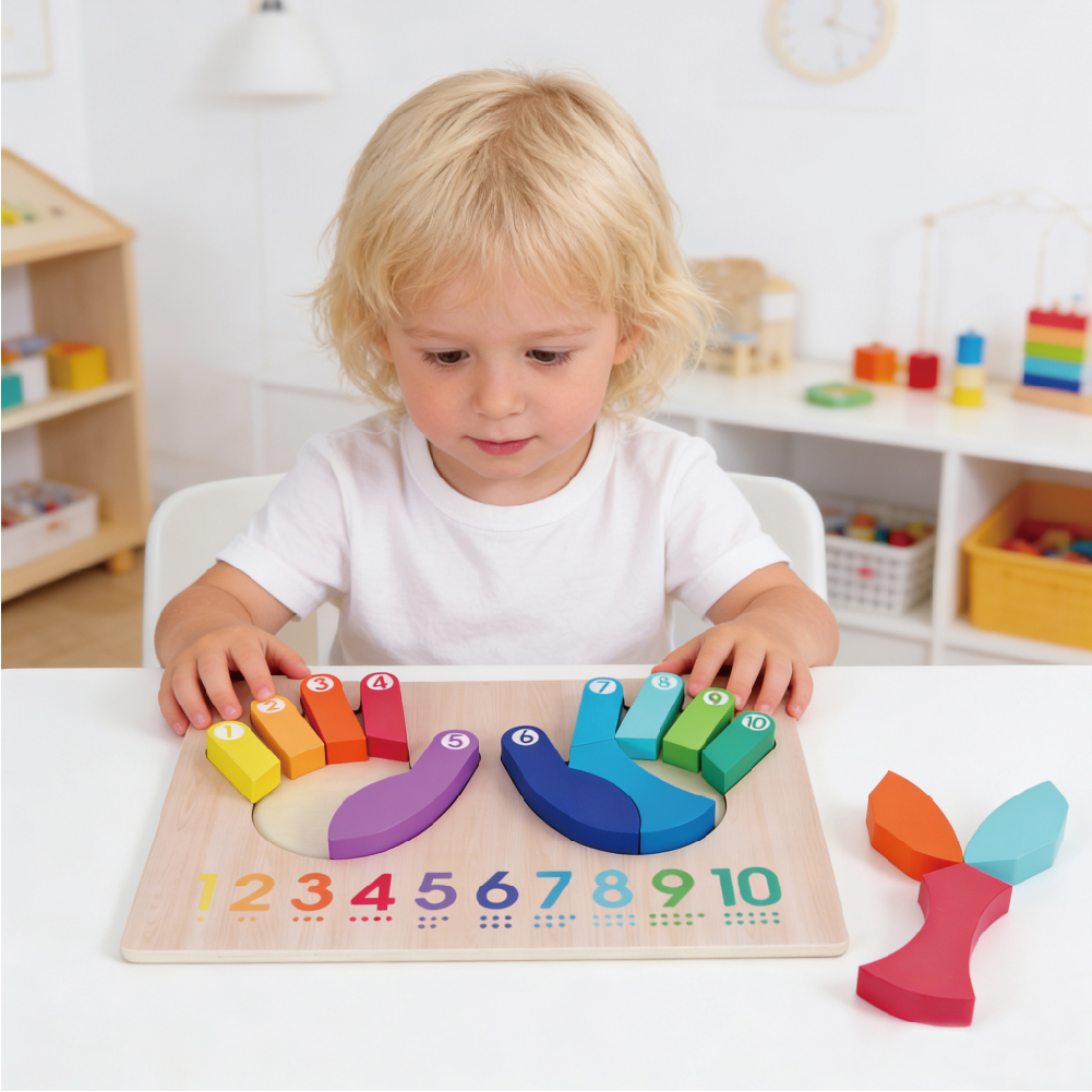 Children's math teaching aids Montessori finger hand counting game toys children's education math wooden toys