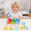 Montessori shape stacking color sorting wooden block puzzle toys for toddlers
