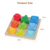 Montessori shape stacking color sorting wooden block puzzle toys for toddlers