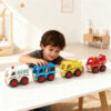 Wooden vehicles, children's educational police cars, fire trucks, ambulances, engineering vehicles, Montessori early education toys