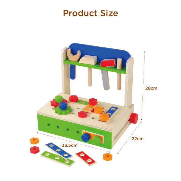 Wooden mini tool bench toy Portable storage tool bench Children's educational disassembly and assembly toys - Image 3